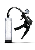 Jock Pump Up Penis Pump with Gauge and Trigger Handle - Black/Clear
