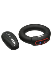 Jock Rumbler Vibrating and Warming Rechargeable Silicone C-Ring 2in with Remote - Black