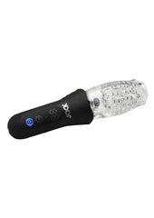 Jock Spinning, Thrusting, and Vibrating Rechargeable Masturbator - Black/Clear