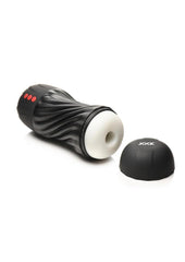 Jock Sucking and Vibrating Rechargeable Masturbator - Black/Red/White - 9.2in