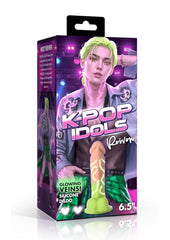 K Pop Reiven Glow In The Dark Silicone Dildo with Balls - Vanilla