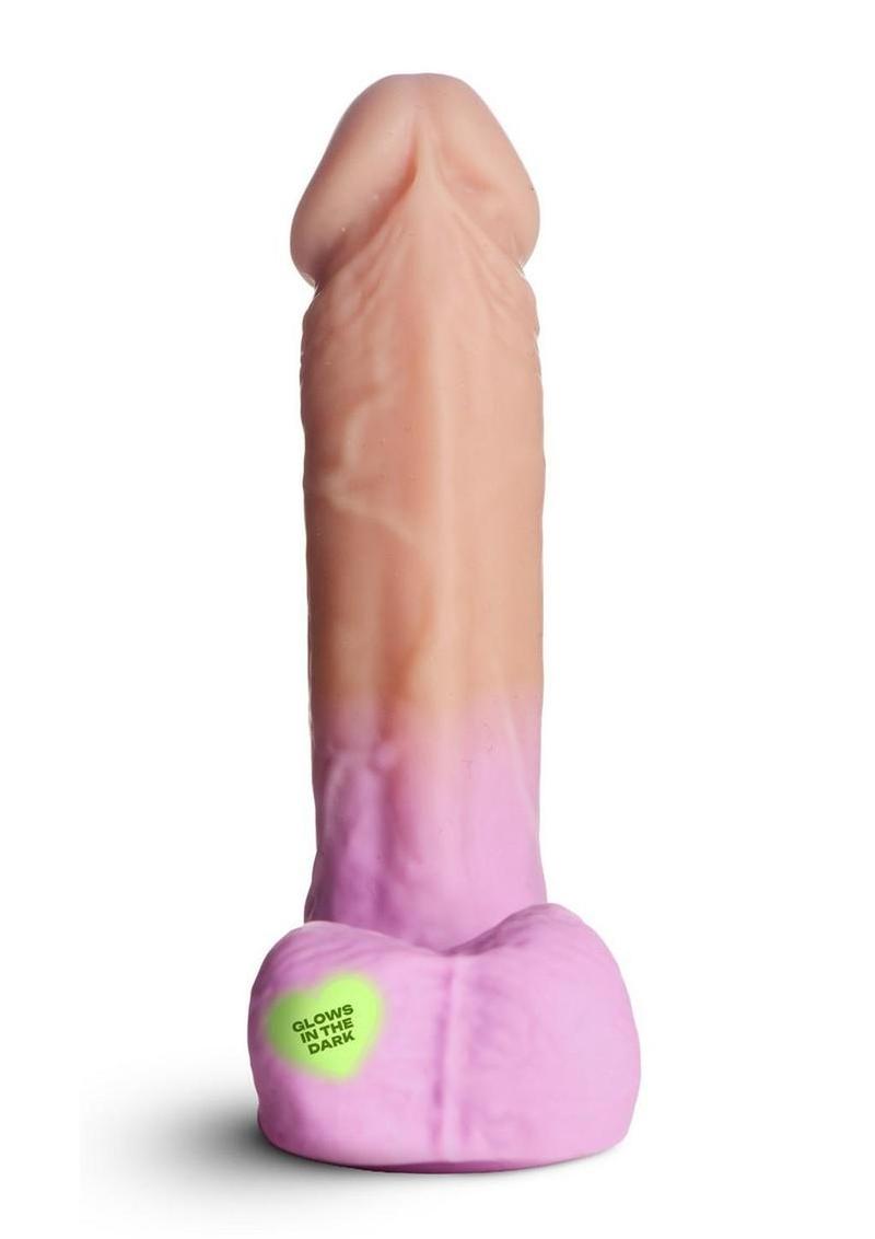K Pop Taeon Glow In The Dark Silicone Dildo with Balls - Vanilla