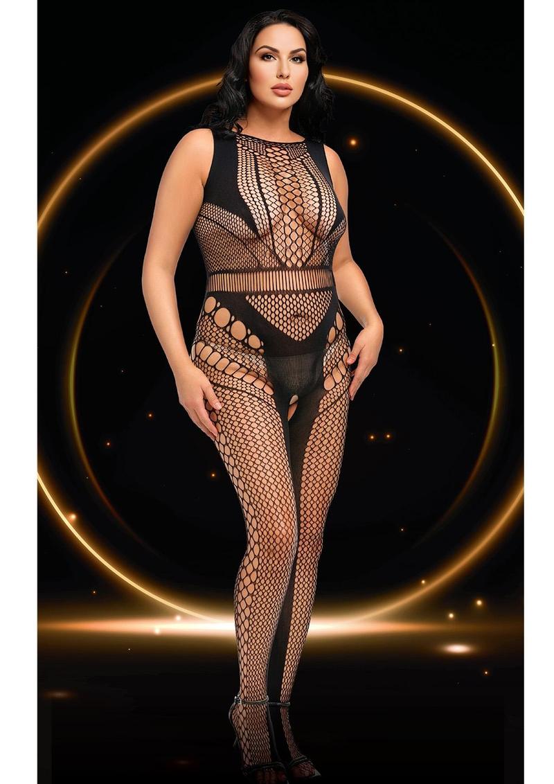 Lace Illusion Bodystocking-Blk-Q - Black