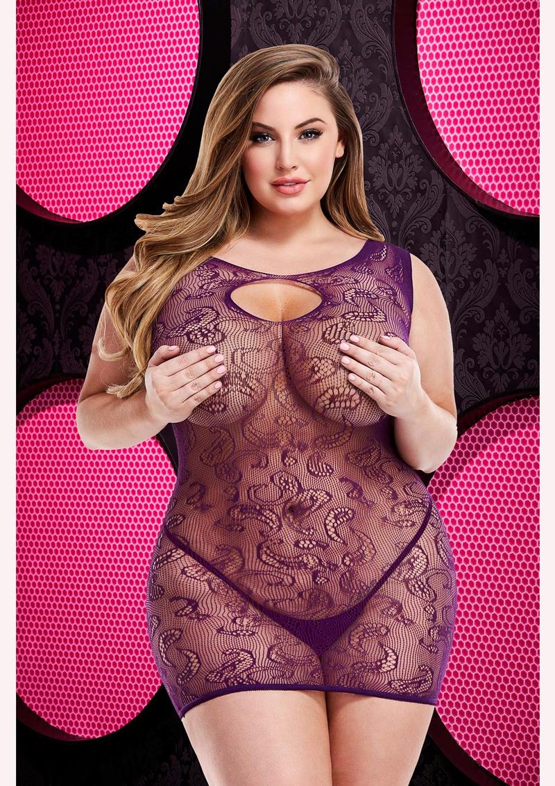 Lace Mini Dress - Purple - Queen/XLarge