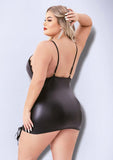 Lace-Up Wetlook Mini Dress-Q