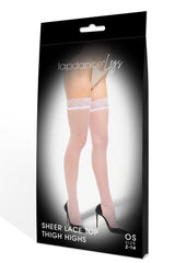 Lapdance Legs Lace Top Thigh High Wht-Os