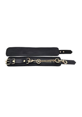 Leather Plain Wrist Cuff with Gold Accessories