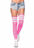 Leg Avenue Athlete Thigh High with 3 Stripe Top - Pink - One Size