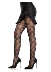 Leg Avenue Bow Net Tights - Black - One Size