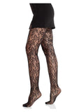 Leg Avenue Camellia Lace Tights - Black - One Size