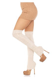 Leg Avenue Extra Long Ribbed Knit Leg Warmers - Ivory - One Size