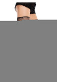 Leg Avenue Floral Net Toe Loop Footless Thigh Highs - Black - One Size