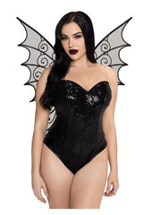 Leg Avenue Glitter Strapless Pixie Wings - Black - One Size