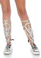 Leg Avenue Iridescent Studded Shin Guards - Silver - One Size