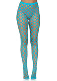 Leg Avenue Jumbo Pothole Net Tights - Blue/Neon Blue - One Size