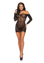 Leg Avenue Lace Long Sleeve Halter Choker Mini Dress
