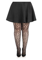 Leg Avenue Leopard Net Tights - 1x/2x - Black