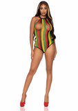 Leg Avenue Rasta Net Snap Crotch Racer Back Bodysuit