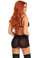Leg Avenue Scalloped Trimmed Mesh Bra Top and Ruched Garter Skirt with Lace Up Back