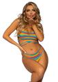 Leg Avenue Shredded Rainbow Heart Bandeau Top and Brazilian Panty