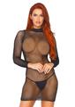 Leg Avenue Ultra Net Long Sleeved High Neck Mini Dress