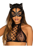 Leg Avenue Vegan Leather Studded Cat Mask - Black - One Size