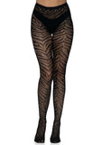 Leg Avenue Zebra Net Tights - Black - One Size