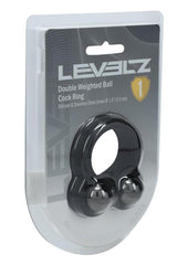 Levelz Liquid Silicone Double Weighted Ball Cock Ring - Black