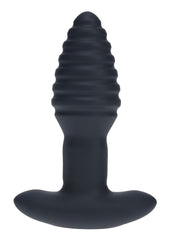 Levelz Vibrating and Rotating Ribbed Silicone Rechargeable Anal Plug with Remote Control - Black
