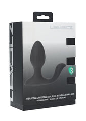 Levelz Vibrating and Rotating Silicone Rechargeable Anal Plug with Ball Stimulator - Black
