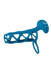 Levelz Vibrating Silicone Rechargeable Cock Cage and Ball Ring - Teal