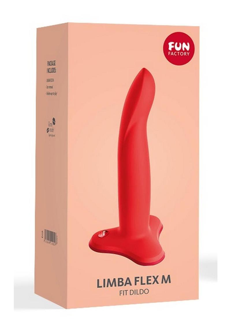 Limba Flex M Silicone Fit Dildo Posable with Suction Cup Base - Orange - Medium