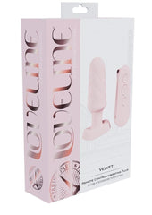 Loveline Velvet Silicone Rechargeable Vibrating Anal Plug with Remote - Pink