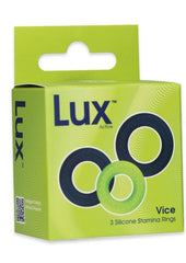 Lux Active Core Silicone Stamina Rings - Green/Navy - 3 Pack
