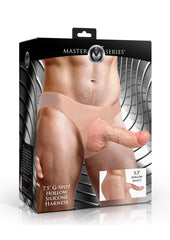 Master Series Curved Hollow Silicone Strap-On - Vanilla