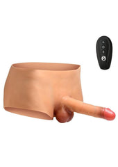Master Series Ramming Briefs Thrusting and Vibrating Silicone Rechargeable Penis Panties with Remote - Vanilla - Small