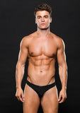 Microfiber Black Waffle Thong - Black - Medium/Small