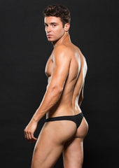 Microfiber Lowrise Lace Thong - Black - Medium/Small