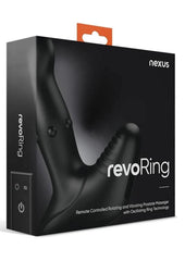 Nexus Revo Ring Rechargeable Silicone Osciliating Ring and Rotating Prostate Massager with Remote Control - Black