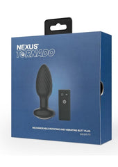 Nexus Tornado Rechargeable Silicone Rotating Butt Plug with Remote - Black - Medium
