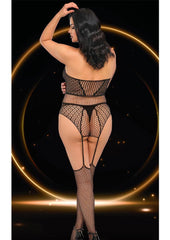 Nightfall Net Bodysuit-Blk-Q - Black