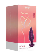 Noah App Controlled Rechargeable Silicone Rotating Butt Plug - Black/Purple