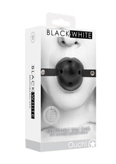 Ouch! Breathable Ball Gag with Bonded Leather Straps - Black