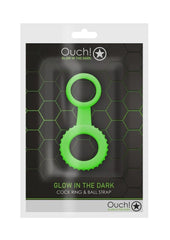Ouch! Cock Ring and Ball Strap Silicone - Glow In The Dark/Green