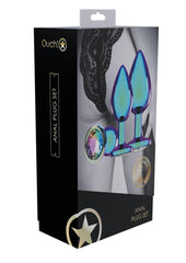 Ouch! Venice Coll Metal Anal Plug Set (3 Piece) - Iridescent - Multicolor/Rainbow