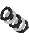 Oxballs Gearheads Silicone Spinner Cock Rings (5 Pack) - Black/Vapor