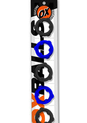 Oxballs Gearheads Silicone Spinner Cock Rings - Black/Blue - 5 Pack