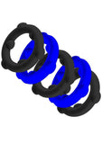 Oxballs Gearheads Silicone Spinner Cock Rings - Black/Blue - 5 Pack