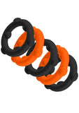 Oxballs Gearheads Silicone Spinner Cock Rings - Black/Orange - 5 Pack