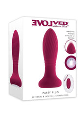 Party Plug Rechargeable Silicone Thrusting Light Up Anal Plug - Red